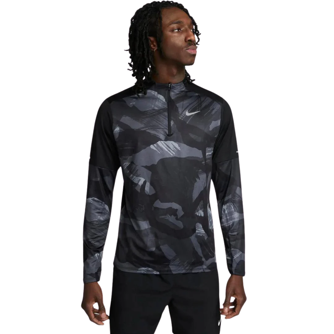 NIKE 1/4 ZIP RUNNING TOP 'BLACK CAMO'