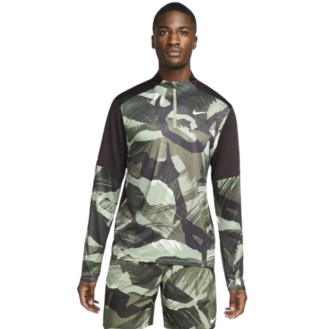 NIKE 1/4 ZIP RUNNING TOP 'GREEN CAMO'